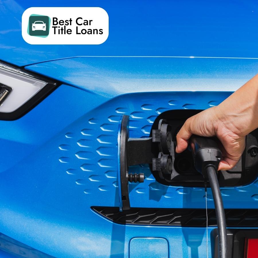 An electric vehicle on an open road with the range meter visible, illustrating EV range myths and realities