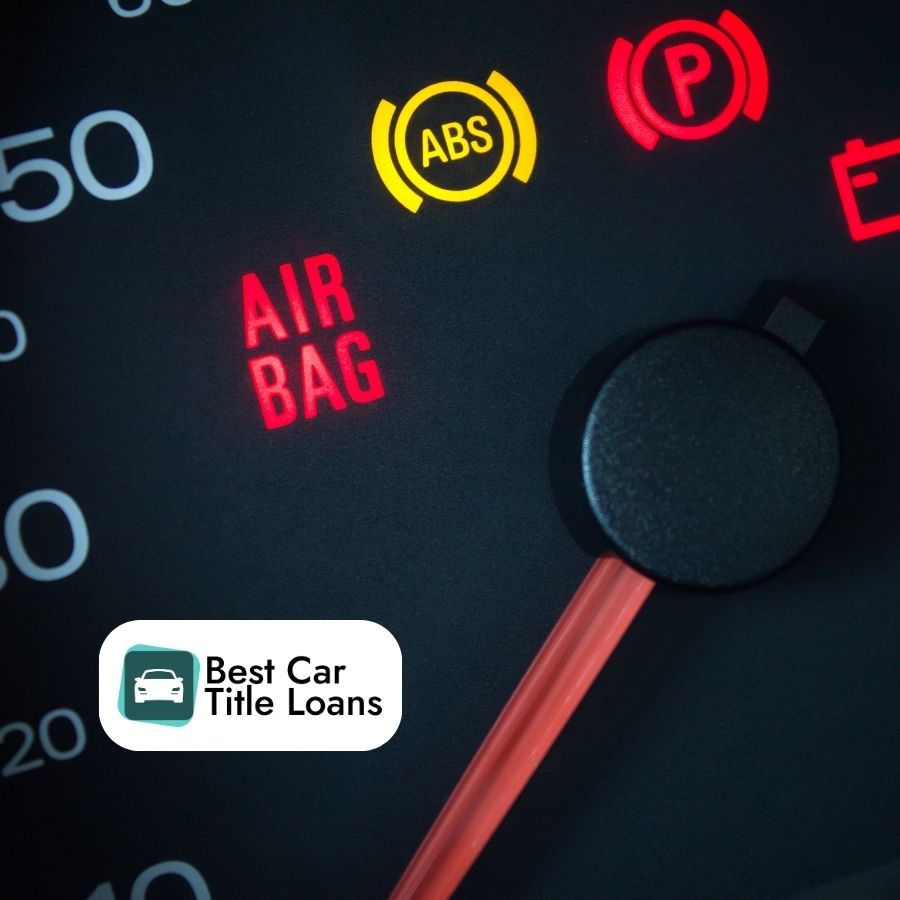 Car dashboard with warning lights illuminated, indicating car warning signs mechanic needed